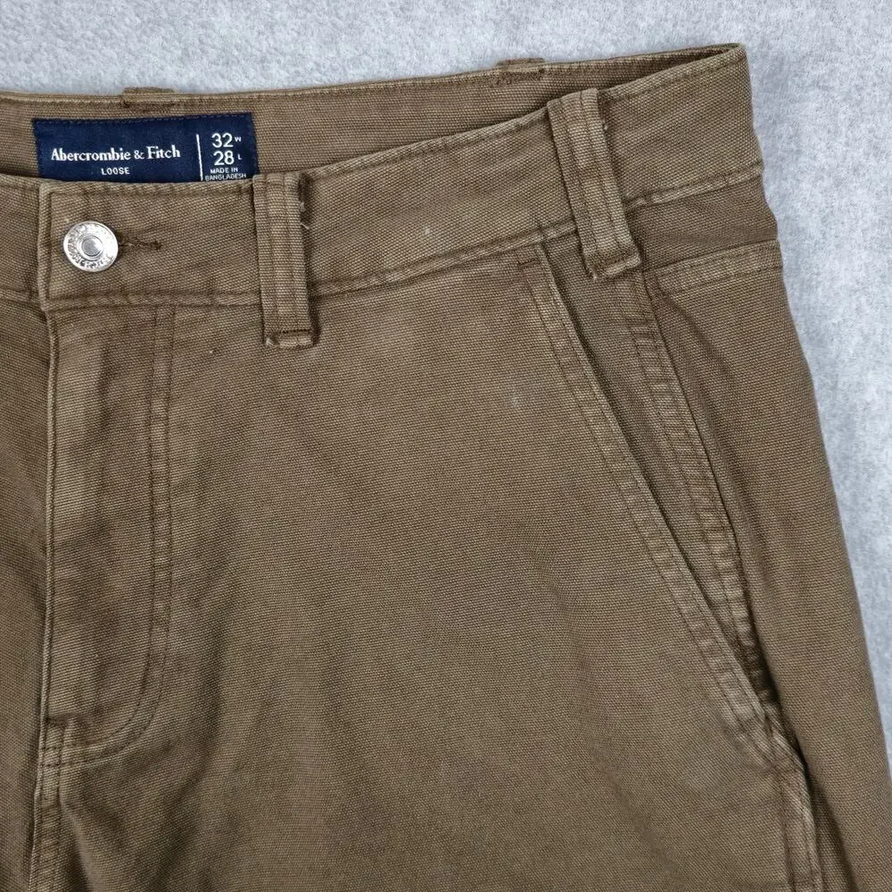 Abercrombie & Fitch Mens 32x28 Brown Canvas Loose Workwear Pants